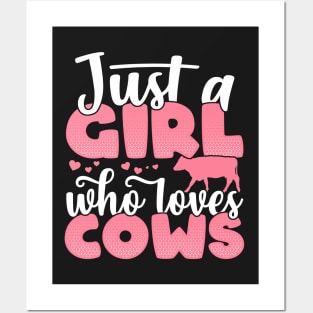 Just a Girl who Loves Cows Funny Cow Farmer Gift product Posters and Art